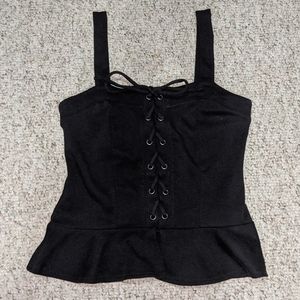 Black lace up tank